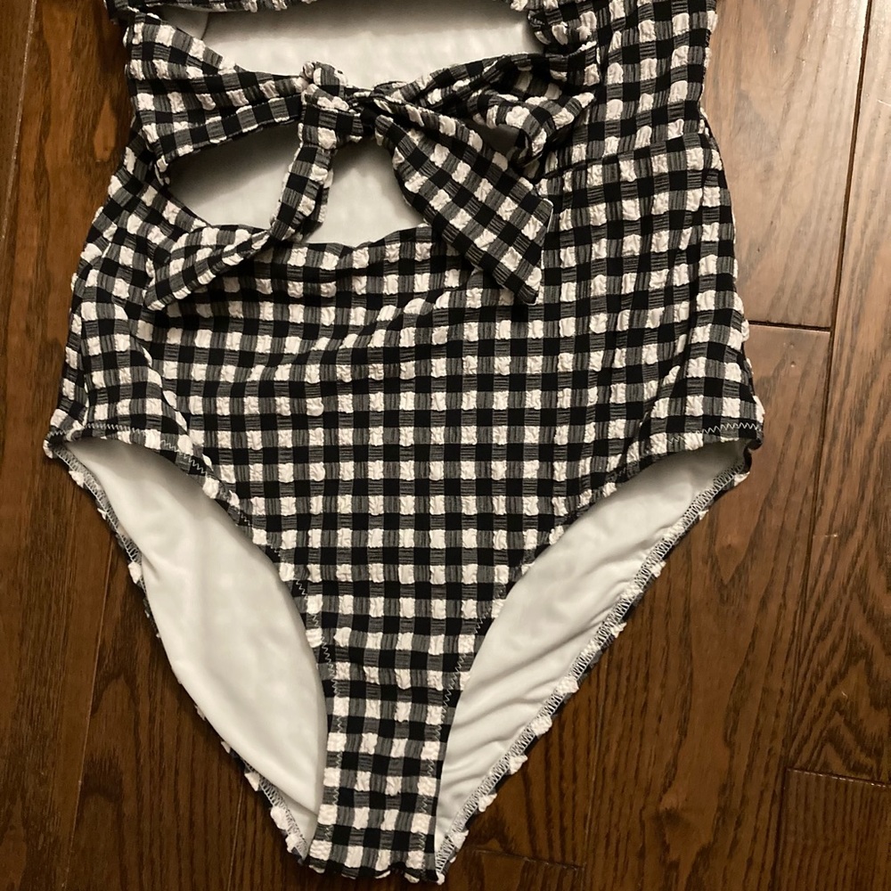 Aerie Black and White Gingham One Piece Swimsuit - Picture 2 of 12